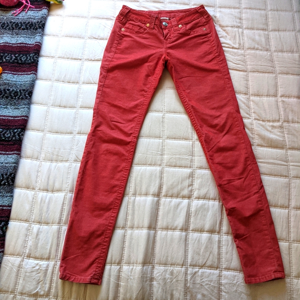 True Religion Orange Corduroy Skinny GUC